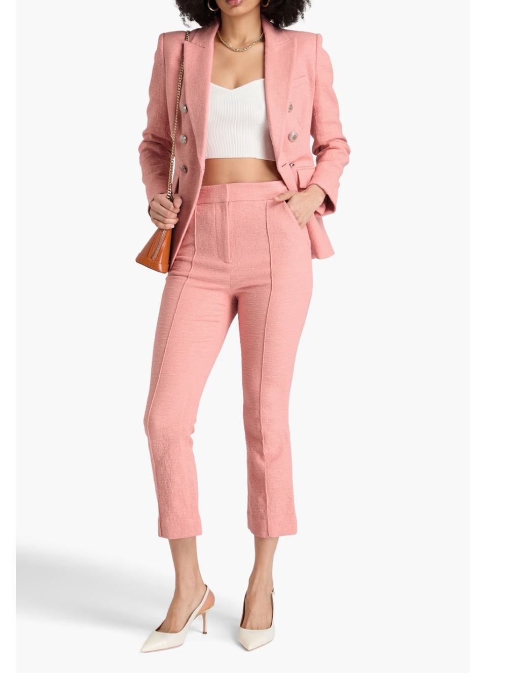 Veronica Beard Tani cotton-blend crepe kick-flare pants size 14 new pink